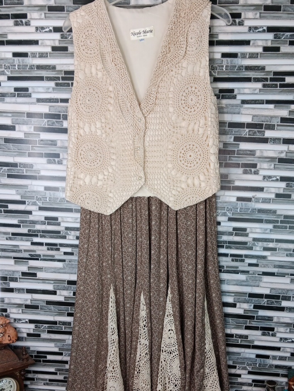Nicole Marie Boutique Bohohemian Embroidered Vest And Floral Maxi Skirt Set